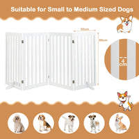 89cm Pet Gate 4 Panels Freestanding Wooden Fence for Small Dogs