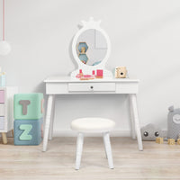 Kids Vanity Dressing Table Stool Set, Children Makeup Table Set