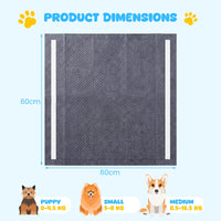 Charcoal Dog Pee Pads, 60 x 60 cm (150 Count) 6-Layer Leak-Proof Pet Potty Training Pads for Dogs