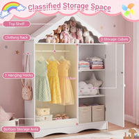 Kids Clothing Rack with Mirror, Children Dress Up Center w/Open Hanging Rack