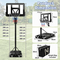 Basketball Hoop Stand 8-10FT/2.45-3.05m（Floor to Ring）Height Adjustable Basketball Hoop System w/ 44" Backboard