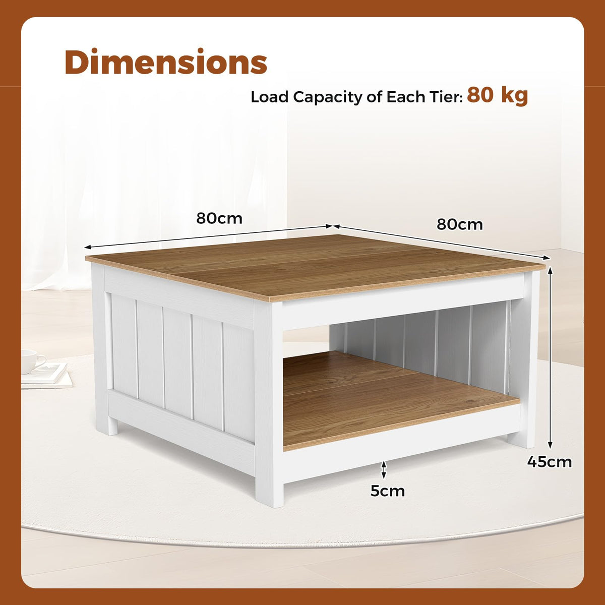 Square Cocktail Table with Storage Shelf