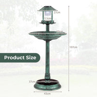 3-in-1 Outdoor Solar Lighted Bird Bath with Flower Planter Base