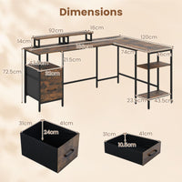 Giantex L-Shaped Desk with Power Outlets, Reversible Corner Desk