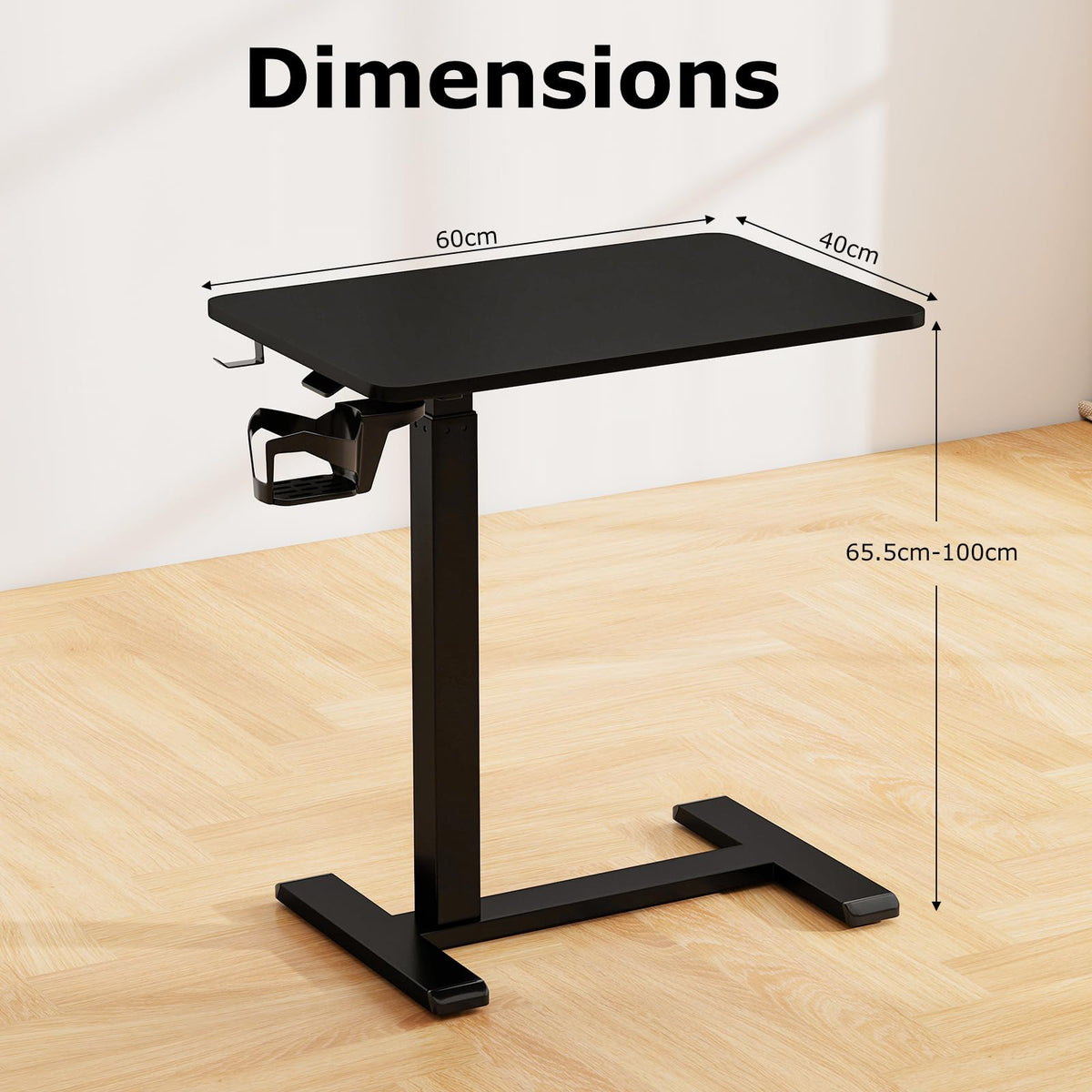 Mobile Standing Desk, Height Adjustable Overbed Bedside Table