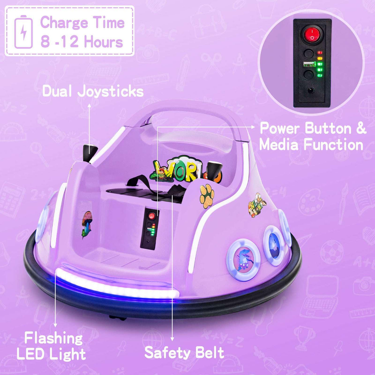 Kids Ride On Car, 12V Electric Bumper Car for Children W/Remote Control