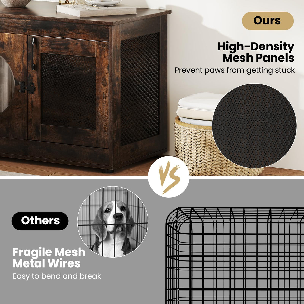 Dog Crate Furniture with Translucent Window for Small Medium Dogs