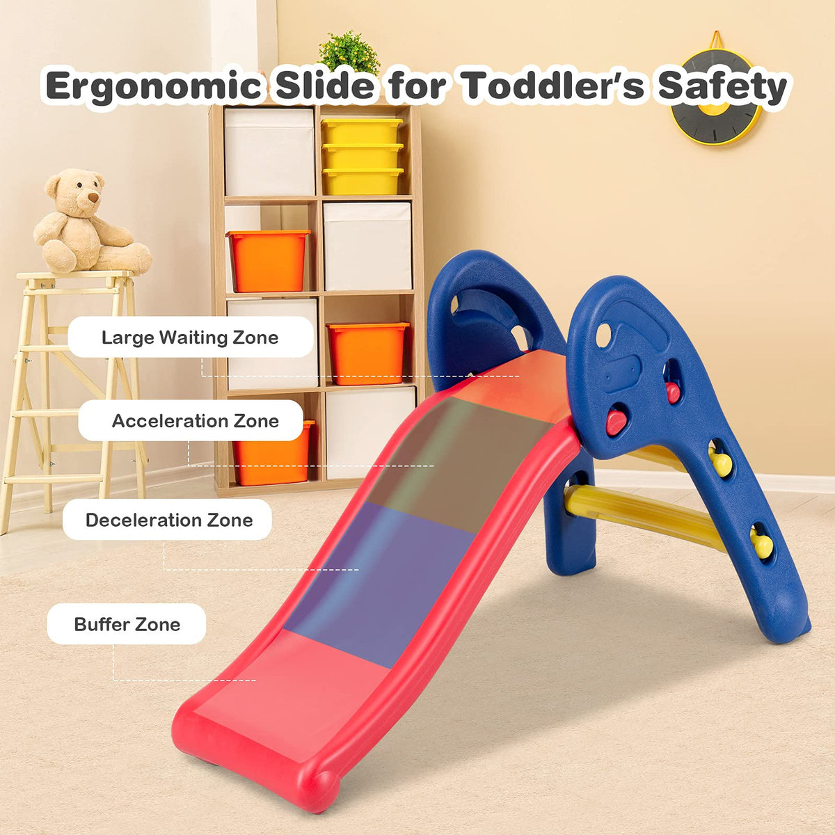 Kid Folding Sliding w/Triangle Structure, Indoor & Outdoor Easy Set Up