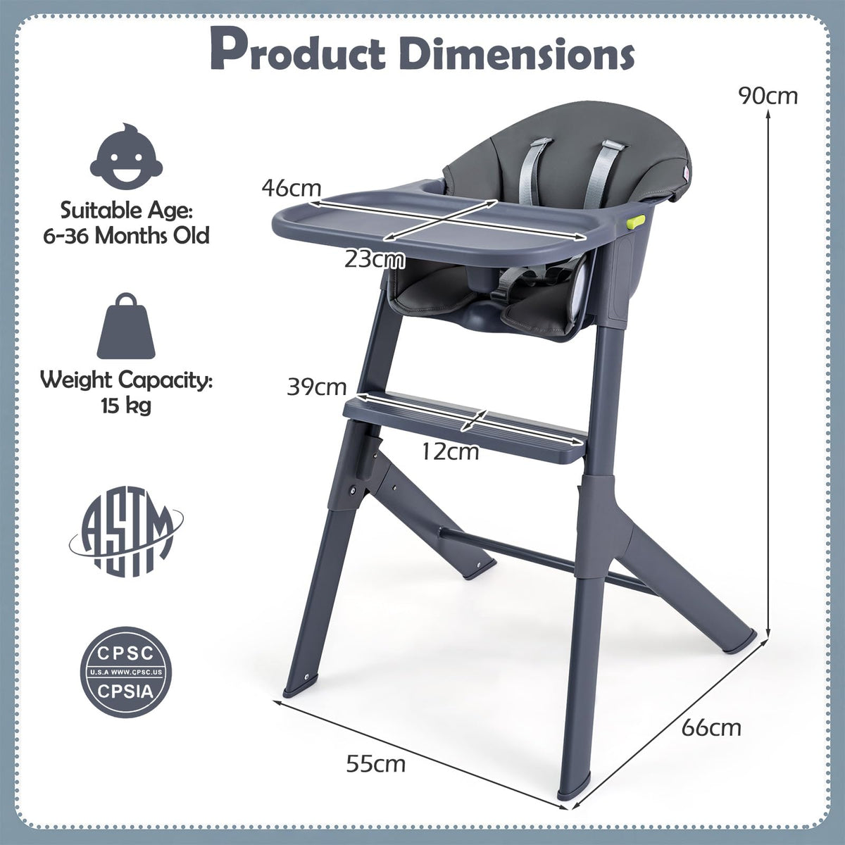 3-in-1 Washable Baby High Chair