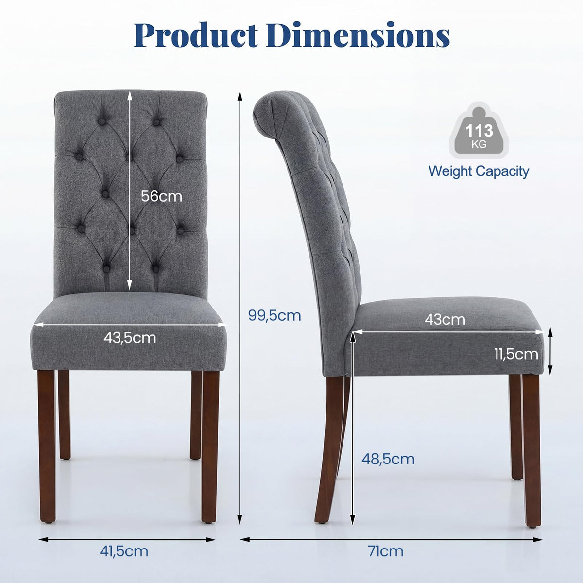 Giantex Upholstered Dining Chairs Set of 2, Modern Button Tufted Chairs