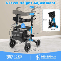 Rollator Walker for Seniors Folding Rolling Walker with Seat and Mesh Backrest