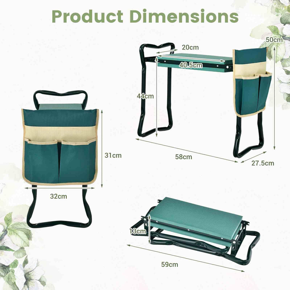 2-in-1 Portable & Foldable Kneeler & Seat Heavy-Duty Garden Tool for Seniors