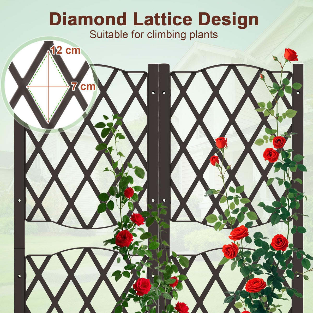 Raised Garden Bed with Trellis Double Planter Box for Climbing Plants