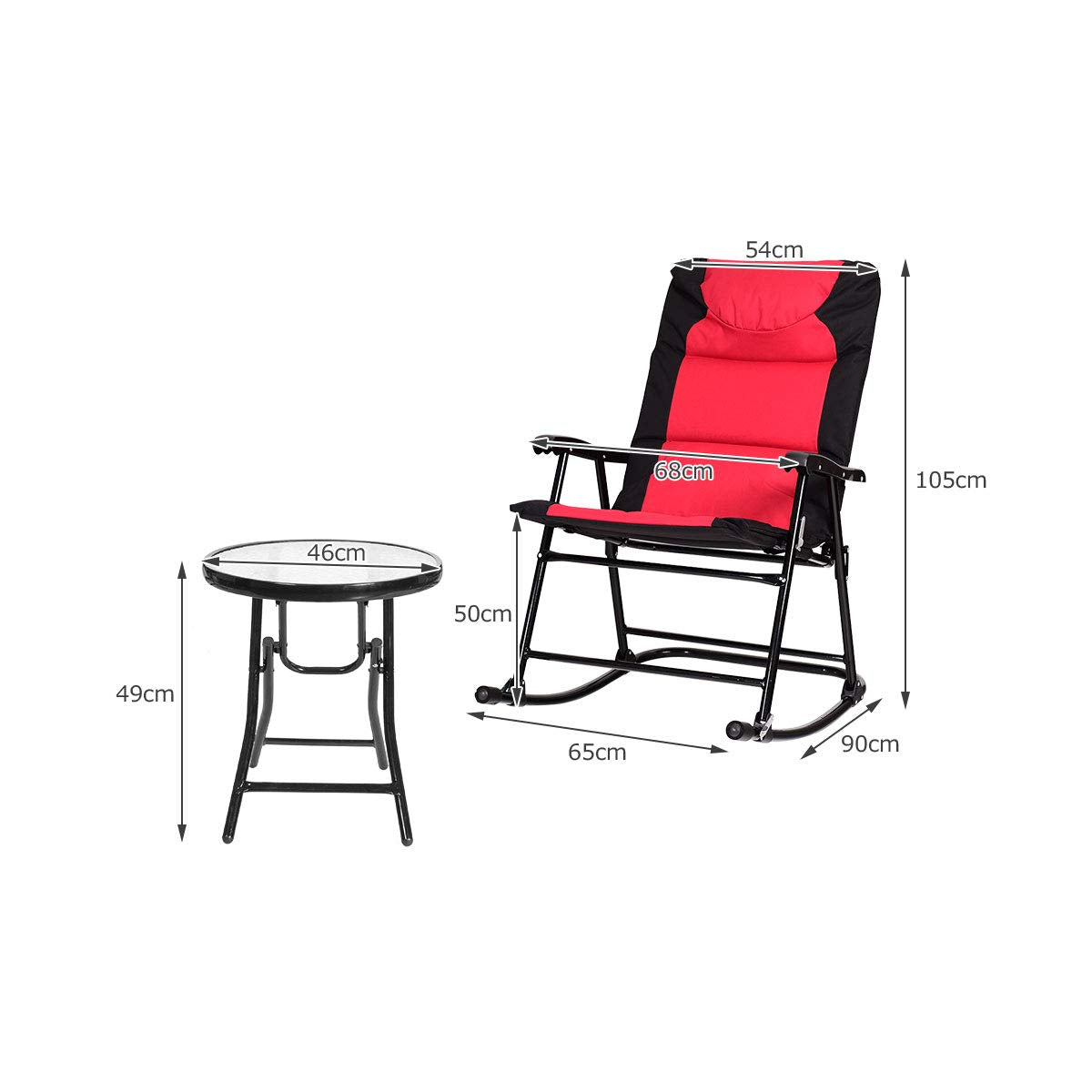 3 Pieces Outdoor Rocking Chairs with Round Table