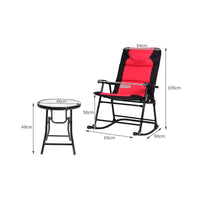 3 Pieces Outdoor Rocking Chairs with Round Table