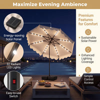 3M Sun Protective Umbrella with Weighted Base and Solar Lights for Deck