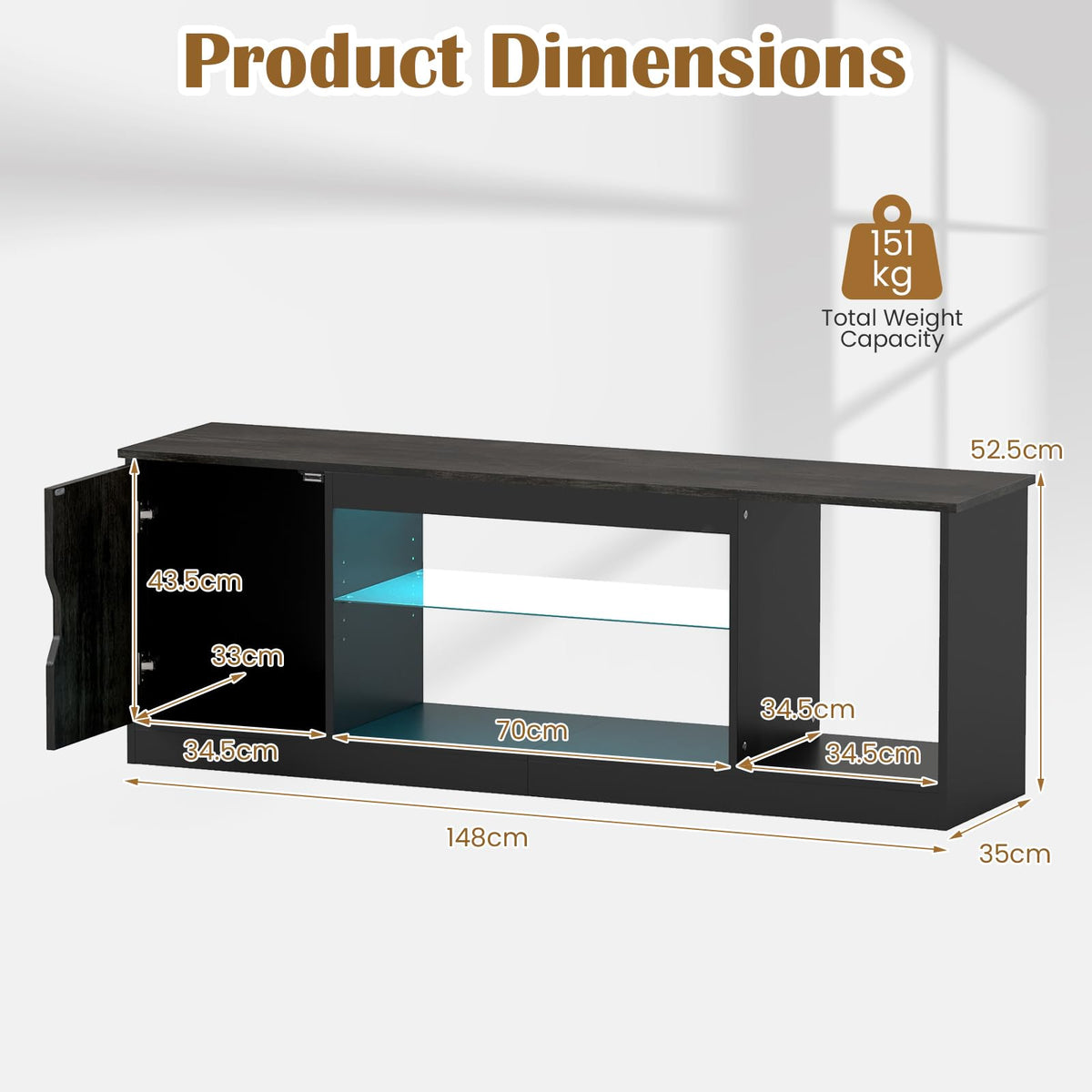 Giantex TV Stand with LED Light Strip for TVs up to 65"