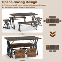 5-Piece Dining Room Set for 4-6 People Space-Saving Dinette Set with Metal Frame