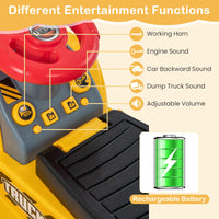 6V Kids Ride On Excavator, Multifunctional Construction Car w/Storage, Horn & Sound Effects