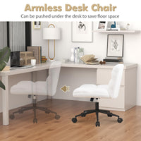 Giantex Cross Legged Chair with Wheels, Upholstered Home Office Chair