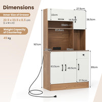 Giantex 167cm Tall Pantry Cabinet w/Hutch & Power Outlets