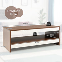 Giantex 94.5 cm Coffee Table, Two-Tier Coffee Table with Storage Shelf