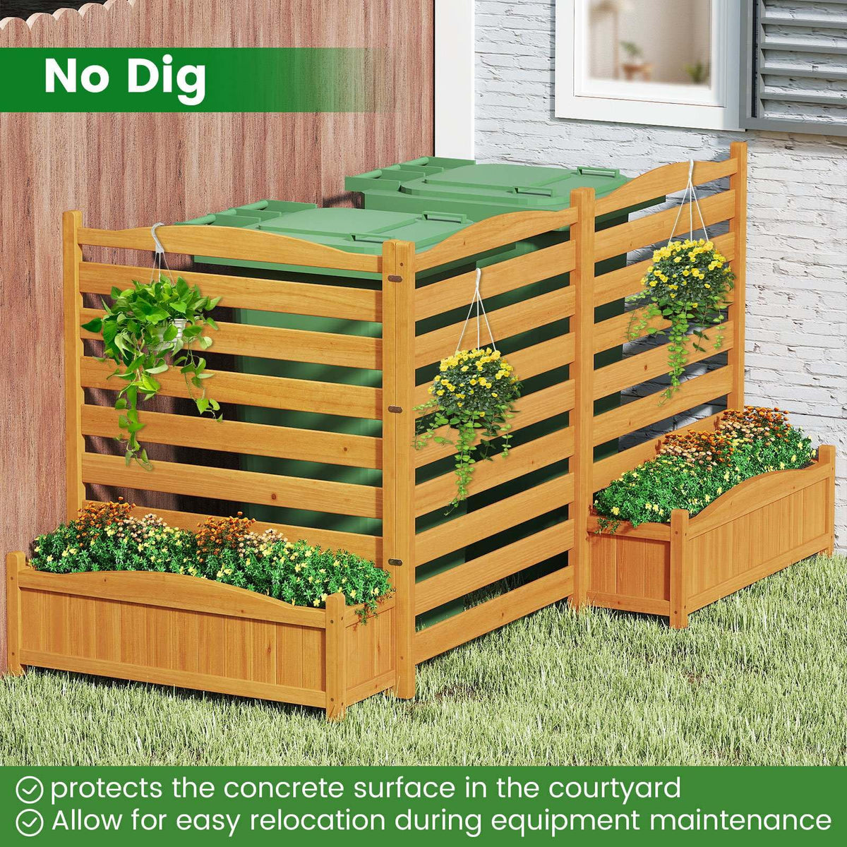 Air Conditioner Fence with Planter Box and No-Dig Kit