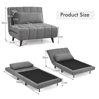 Tri-Fold Down Sofa Bed Chair with Solid Wood Legs