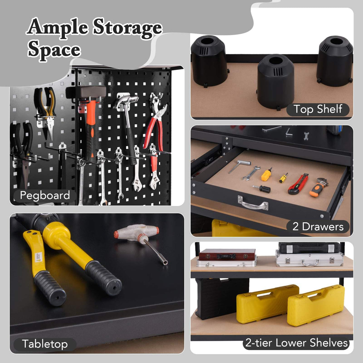 121 x 61 cm Workbench, 230 kg Heavy-Duty Work Table