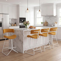 Giantex Counter Height Stools Set of 2, Fabric Upholstered Armless Barstools with Curved Back & Padded Seat