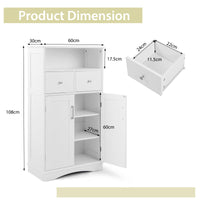 Giantex Bathroom Floor Cabinet Freestanding Storage Cabinet with 2 Doors