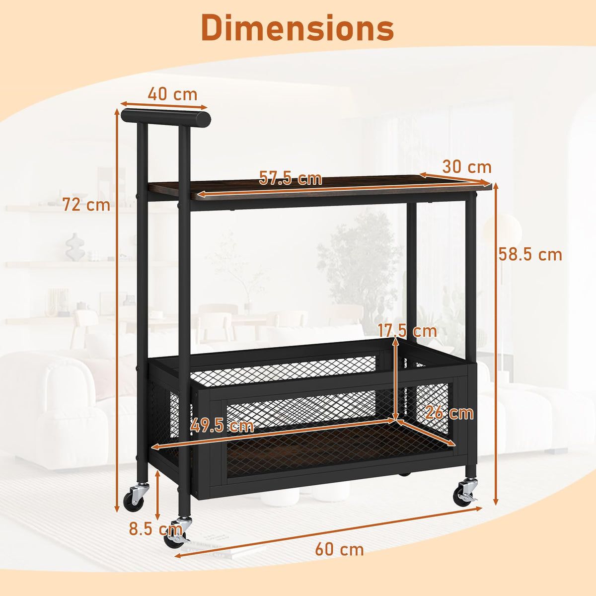 Giantex Kitchen Serving Cart Rolling End Table
