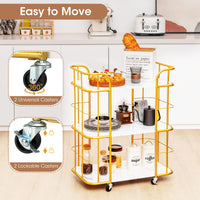 Giantex Gold Bar Cart, Home Island Service Cart, 3 Tier Storage Shelves