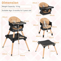 9-in-1 Convertible High Chair with Solid Wood Legs and Removable Dishwasher-Safe Tray