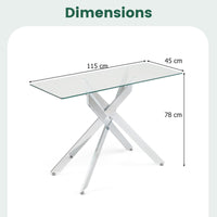 Modern Entryway Table with Clear Tempered Glass Top for Entrance and Living room