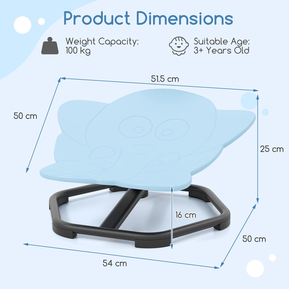 Elephant Sensory Swivel Chair with Non-Slip Metal Base for Autistic Kids