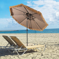 2.7m Thatched Tiki Umbrella, Hawaiian Style Patio Beach Umbrella W/8 Ribs