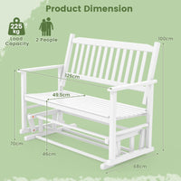 Patio Glider Loveseat Chair Swing Rocking Bench with Slatted Seat and Curved Backrest
