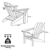 Outdoor Adirondack Chair Acacia Wood Durable Patio Garden Deck 160kg Capacity