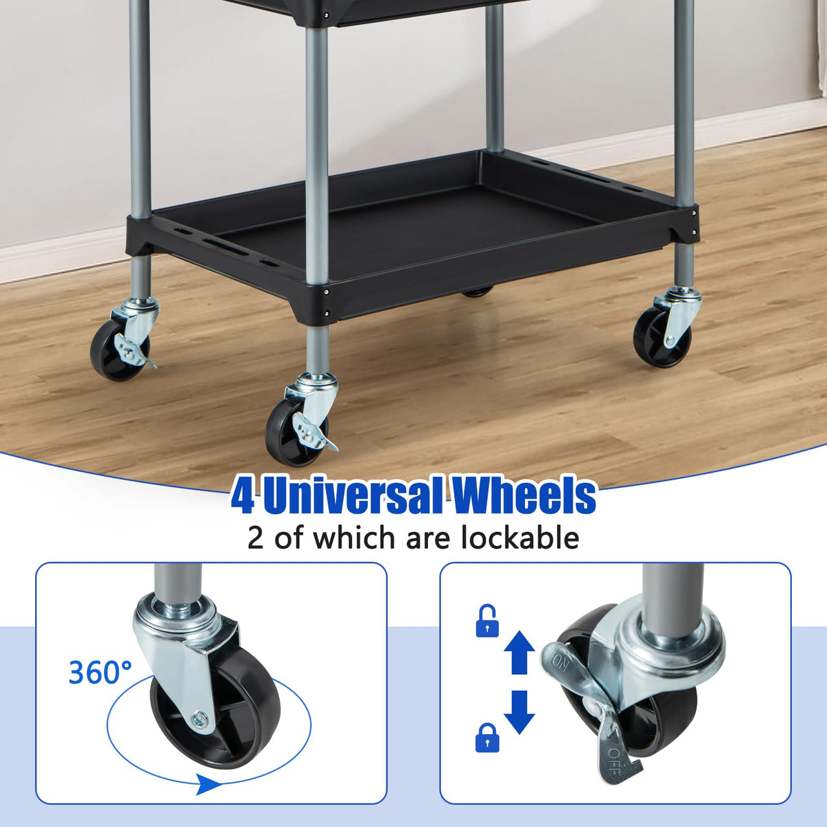 3 Layer Tool Cart, Large Capacity Utility Cart