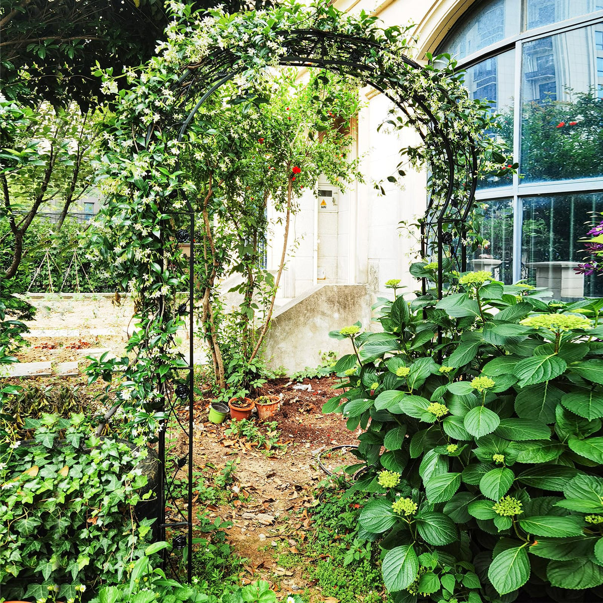 Giantex - 2 Half Garden Arch Trellis, 8.2ft Metal Garden Gazebo