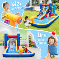 Inflatable Water Slide, Jumping Castle Water Park w/Slides, Jumping House, Ocean Ball Pit, Splash Pool (Without Blower)