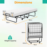 Folding Bed Frame with Mattress
