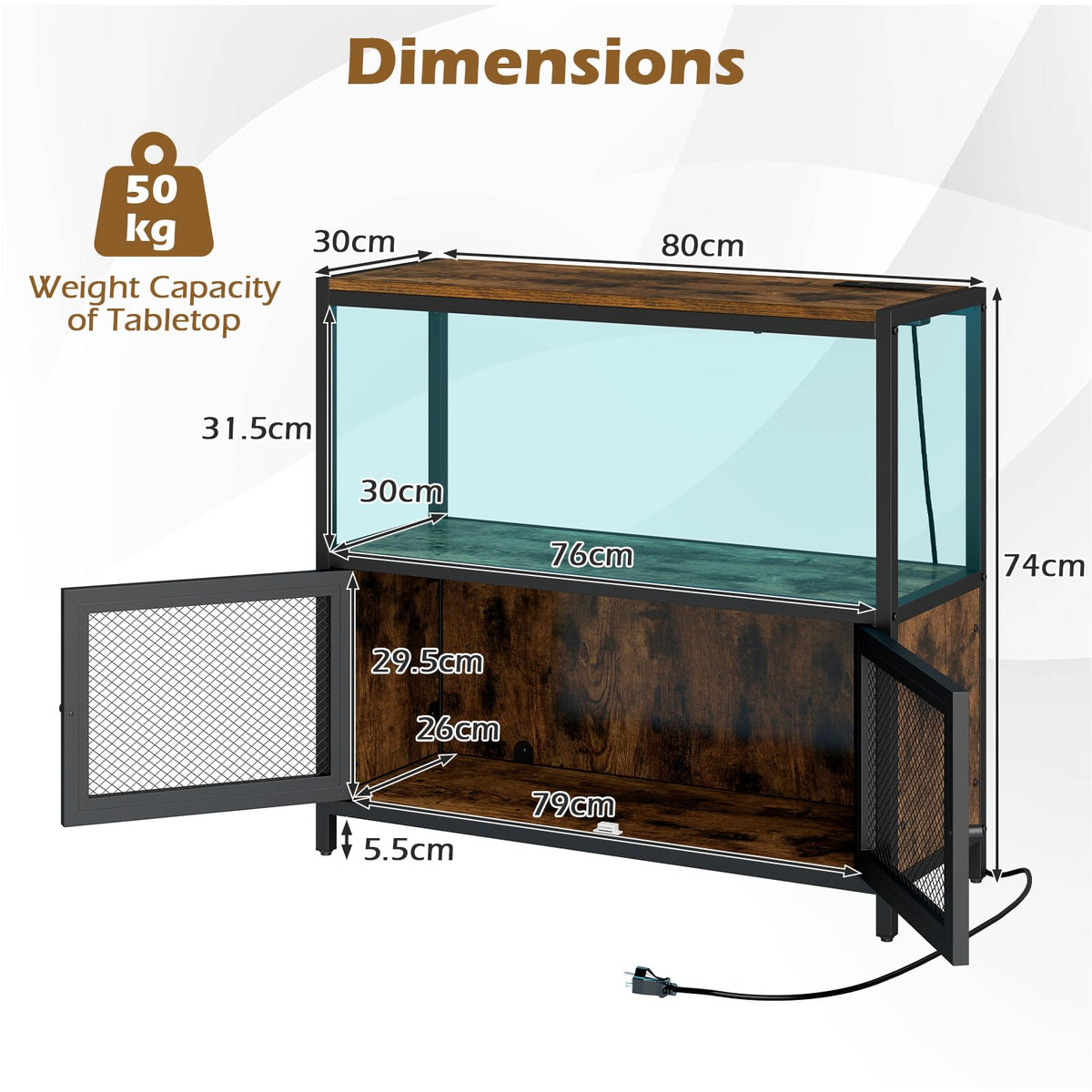 Coffee Bar Cabinet with LED Lights and Charging Station for Kitchen and Dining Room