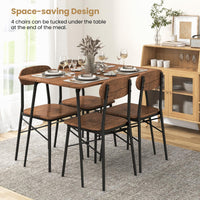 Rectangular Kitchen Table & 4 Chairs for 4 w/Backrest & Metal Legs