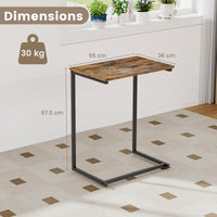 C-Shaped End Table, Vintage Accent Couch Table with Heavy-Duty Metal Frame
