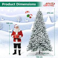 275cm Snow Flocked Artificial Christmas Tree w/PVC Branch Tips
