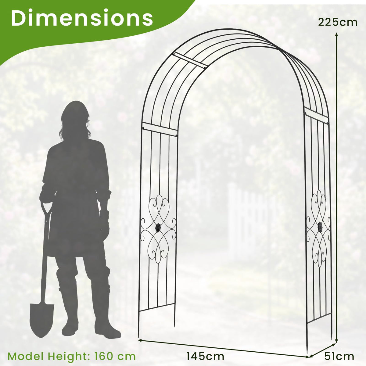 Garden Metal Arch Trellis with Ground Stakes, Outdoor Arch Archway