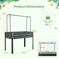 3-in-1 Raised Garden Bed with Greenhouse Cover and Trellis for Flower Herb Vegetable