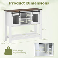102cm Small Farmhouse Console Table with Adjustable Shelf and 2 Storage Cabinets for Entrance